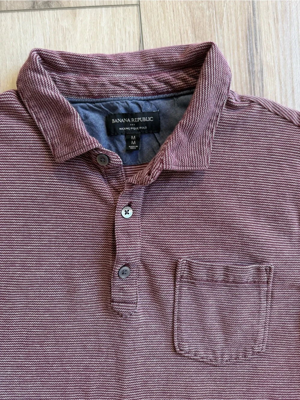 Banana Republic Men's Maroon Striped Polo